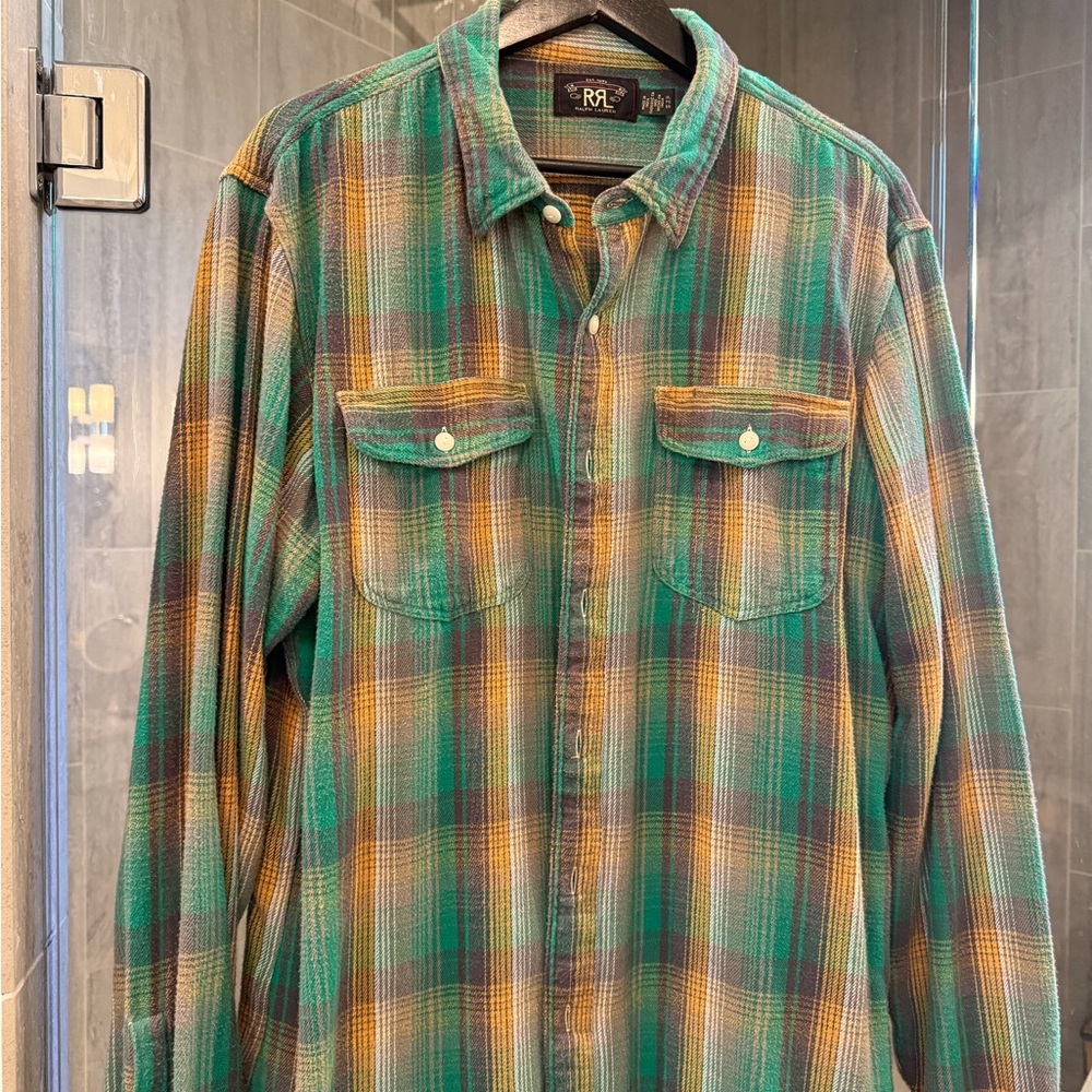 Ralph Lauren Double RL Green and Yellow Plaid Shirt